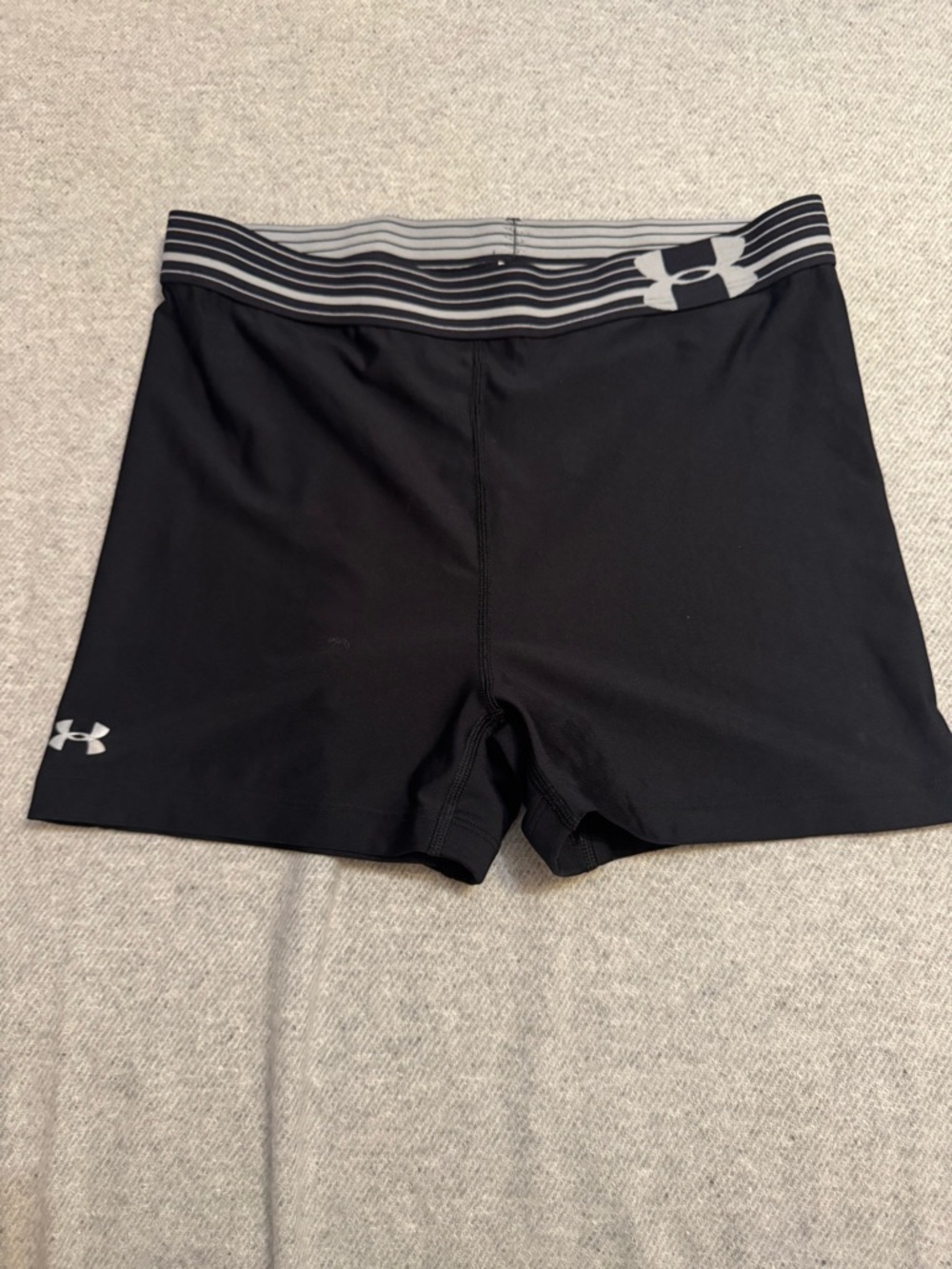 Under Armour Black Bike Shorts with Gray Striped Waistband
